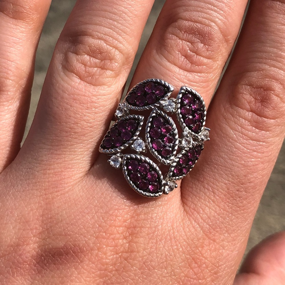 Sterling Silver Dk Statement Ring 925 Floral 8 - image 6